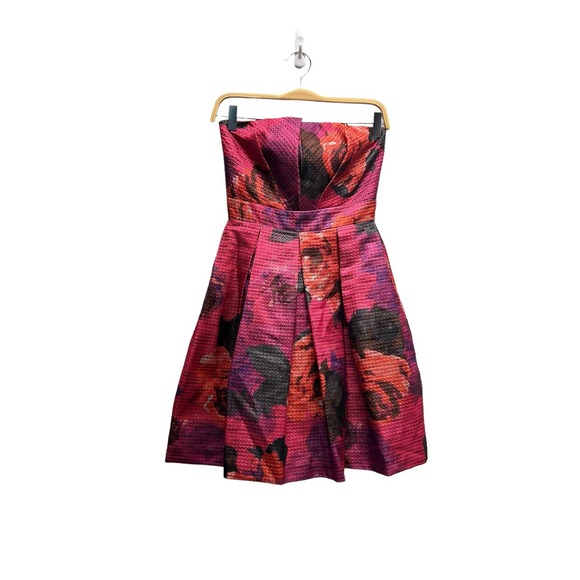 Trina Turk Strapless Floral Dress - Pink and Black - Picture 2 of 13